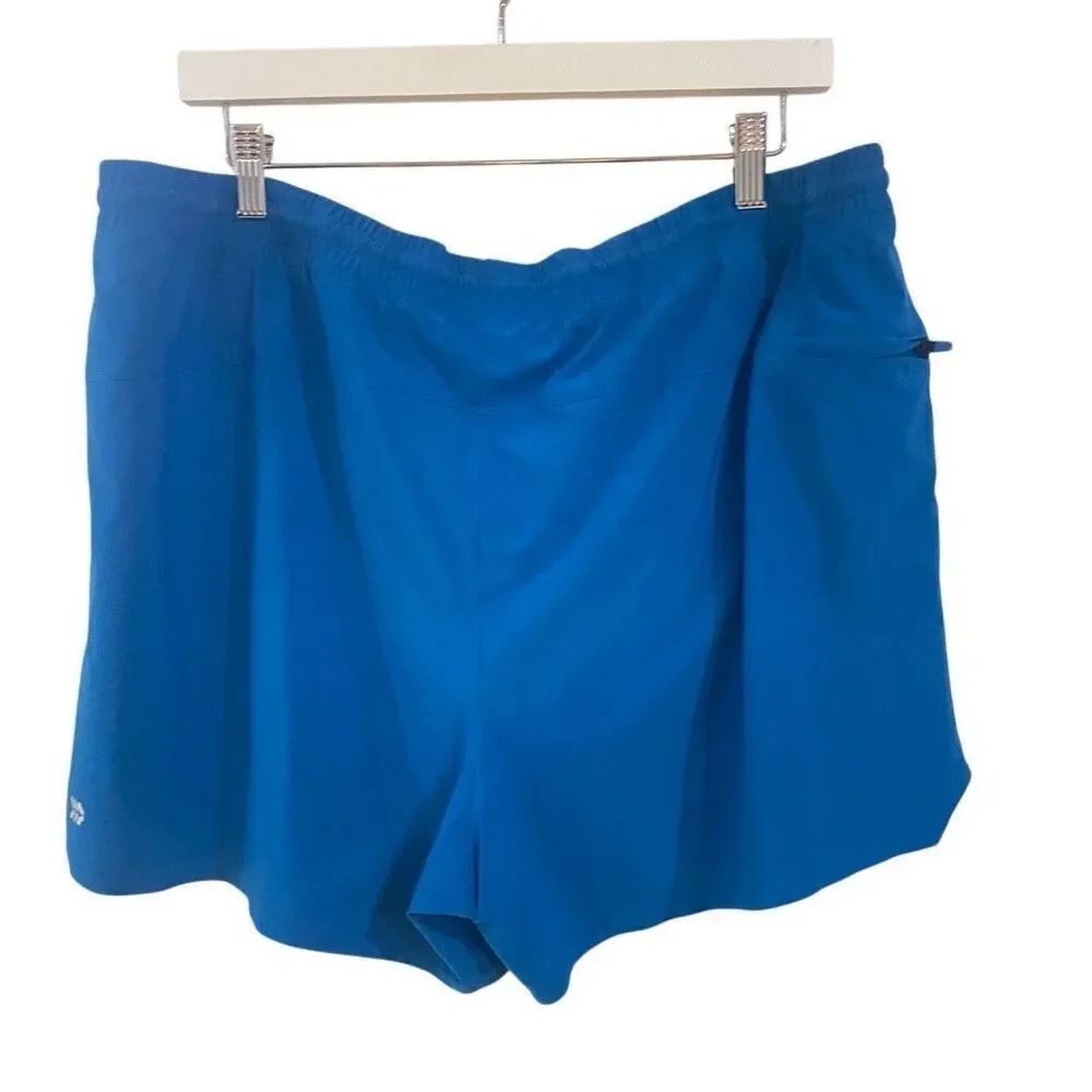 All in Motion blue shorts XL drawstring back zipper pocket built in underwear li